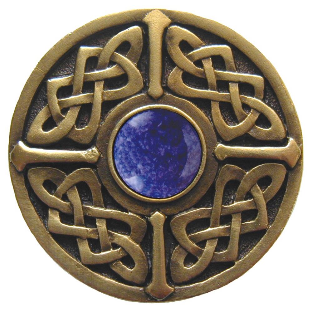 Notting Hill NHK-158-AB-BS Celtic Jewel Knob Antique Brass/Blue Sodalite natural stone